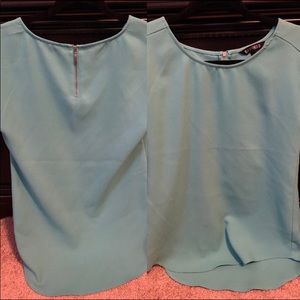 Teal cap sleeve blouse